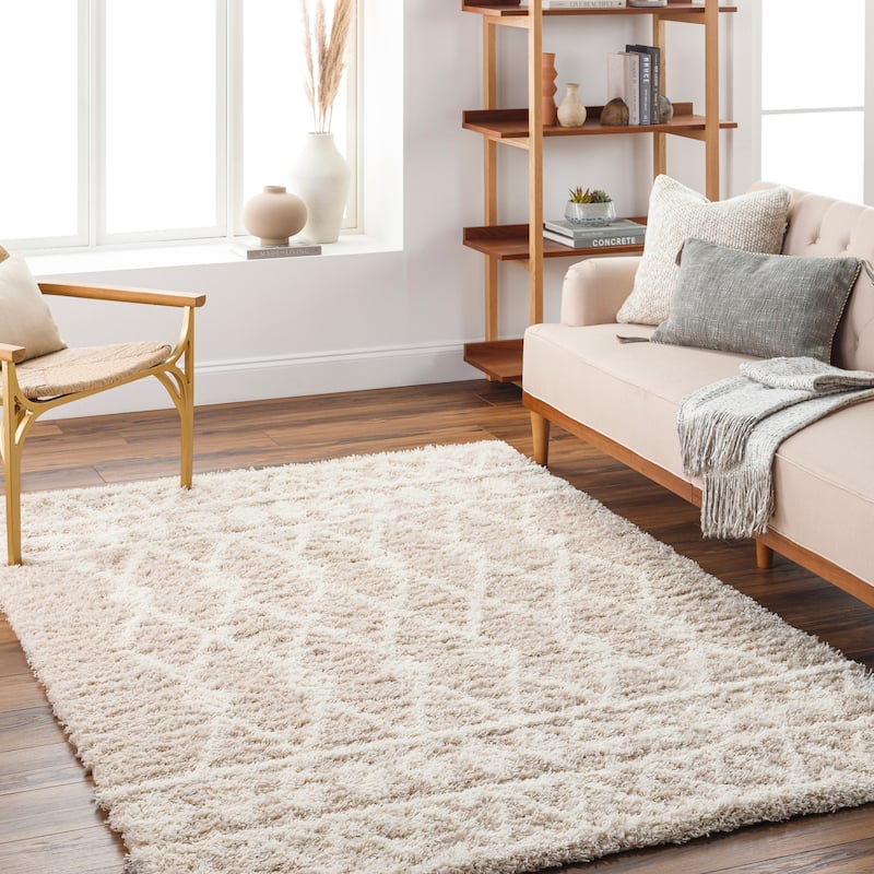 Livabliss Barbery Moroccan Border Plush Area Rug - 6' 7" x 9' 6" - Beige/Cream