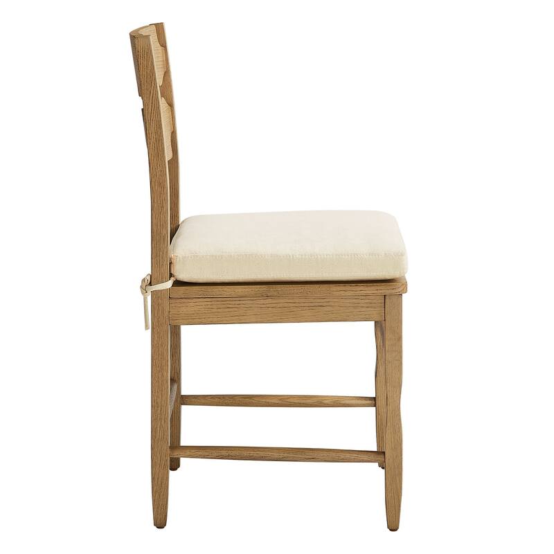 Jax Oak Wood Dining Chair With Wavy Razor Back and Cushion