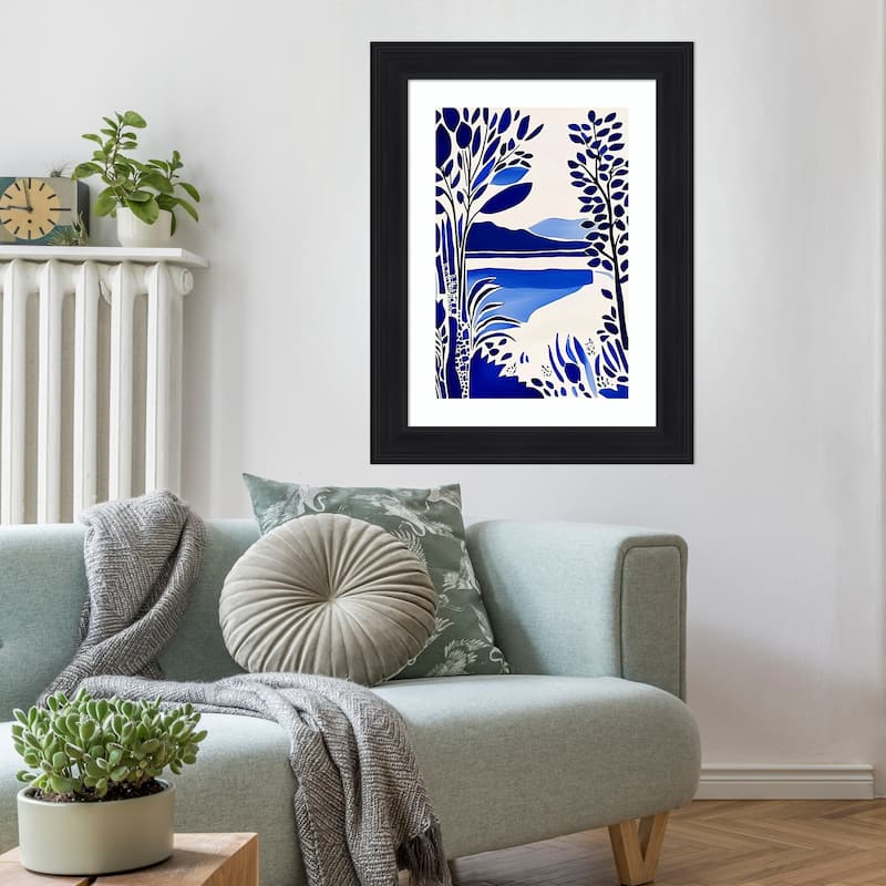 Serene in Blue by Tradelink inhouse artist Wood Framed Wall Art Print - Abbey Black