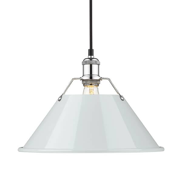 slide 1 of 1, Yep by Golden Lighting Orwell 1-light 14in Pendant in Chrome and Dusky Blue shade - Silver