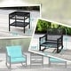 preview thumbnail 3 of 16, Outsunny Wicker Outdoor Rocking Chair Set, 3 Piece Patio Furniture Set with Padded Cushions and Storage Coffee Table