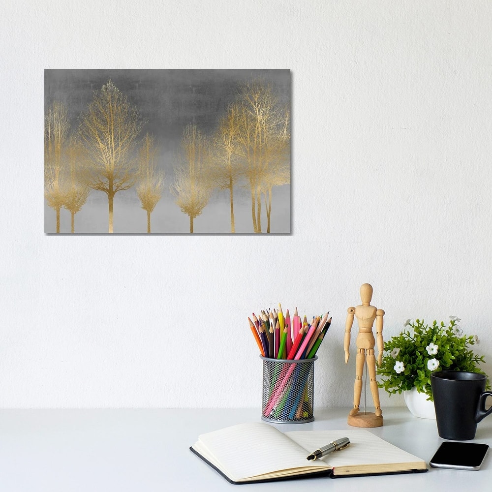 iCanvas "Gold Forest On Gray" by Kate Bennett Canvas Print