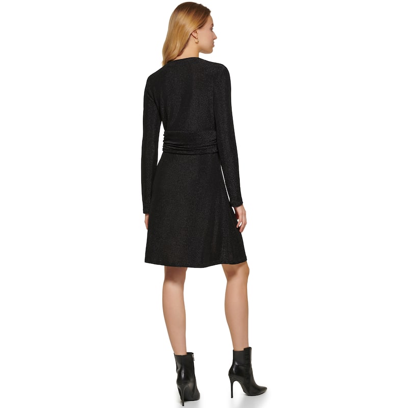 DKNY Sparkle Faux Wrap Knit Dress