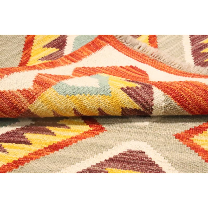 Hand Woven Oriental 100% Wool Carpet Southwestern Geometric Multi-Colored Kilim Area Rug - 5' 1'' X 3' 5''