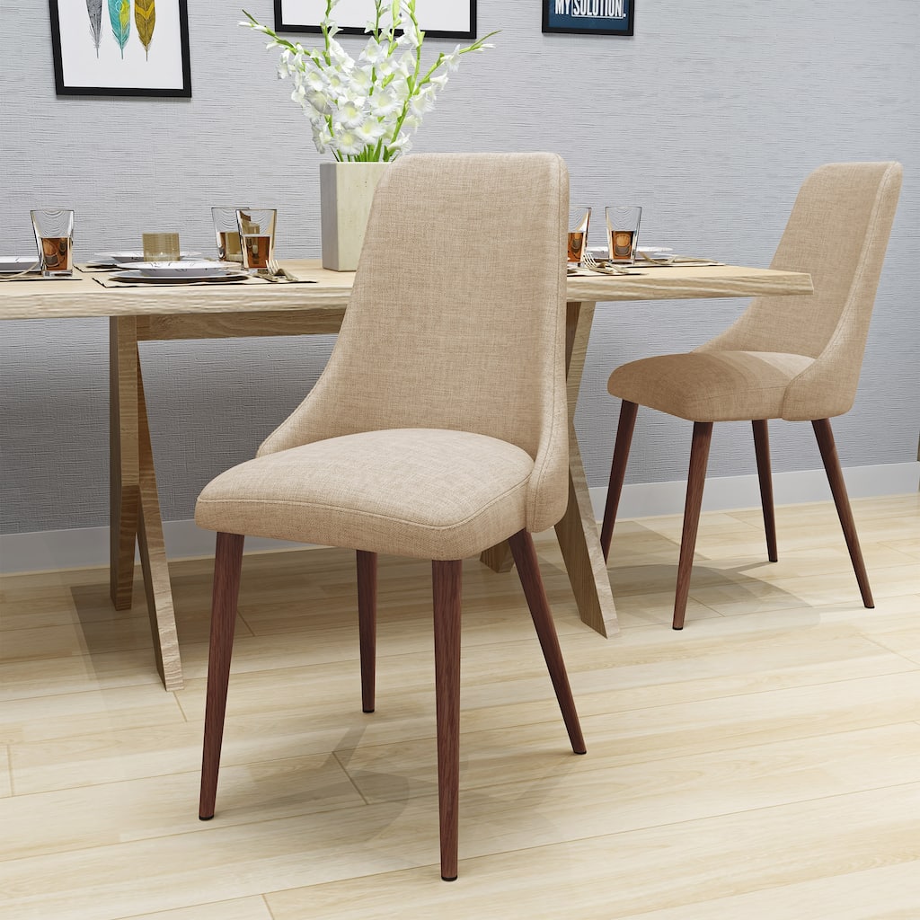 Walnut Wheat Armless Dining Chair Accent Chair with Iron Legs, Meeting Room Chair Reception Chair Lounge Chair with Backrest