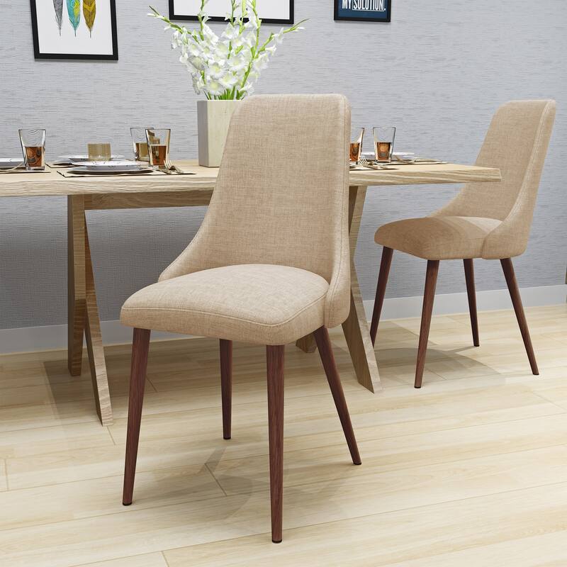 Walnut Wheat Armless Dining Chair Accent Chair with Iron Legs, Meeting Room Chair Reception Chair Lounge Chair with Backrest - Walnut Wheat