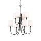 preview thumbnail 1 of 2, 8 Light Large Rustic 26"W x 31"H with Shades Two-tier Chandelier in Forged Black