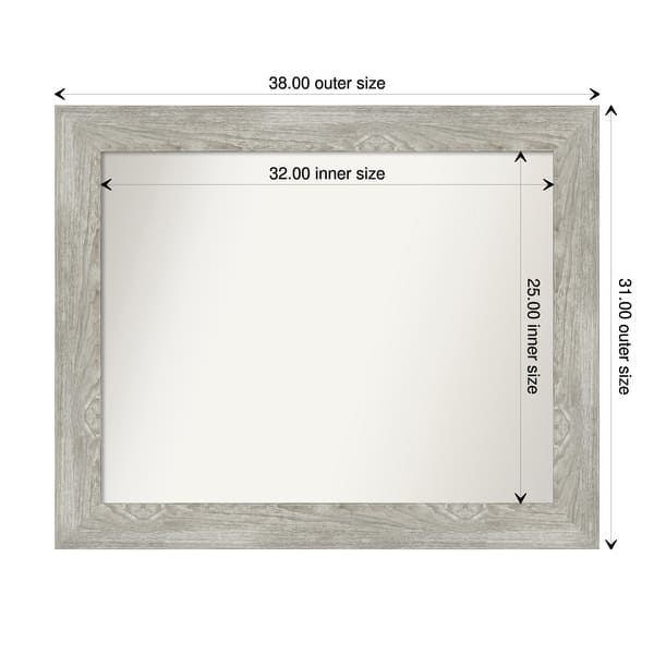 dimension image slide 75 of 113, Dove Greywash Framed Non-Beveled Custom Wall Mirror, Bathroom Vanity Mirror
