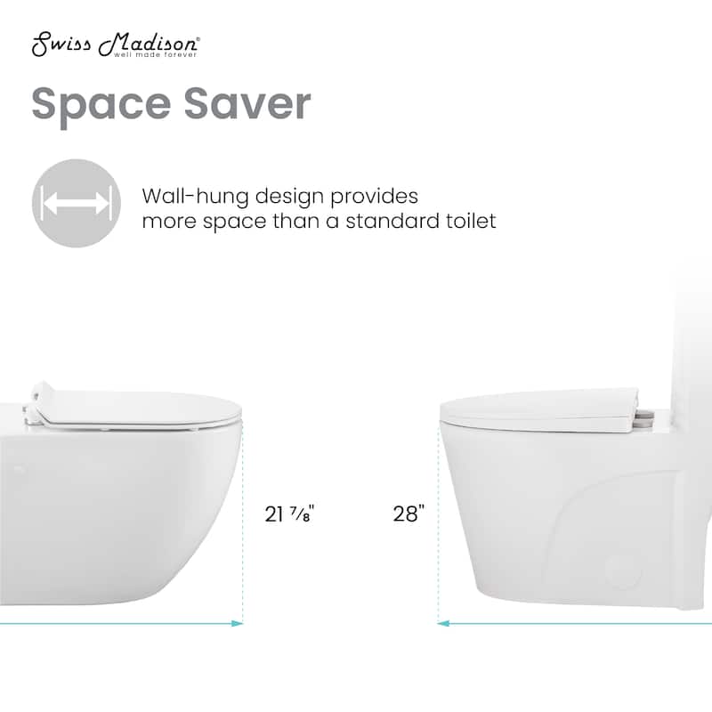 Angers Wall-Hung Elongated Toilet Bowl - 21.9" x 14.2" 14.4"