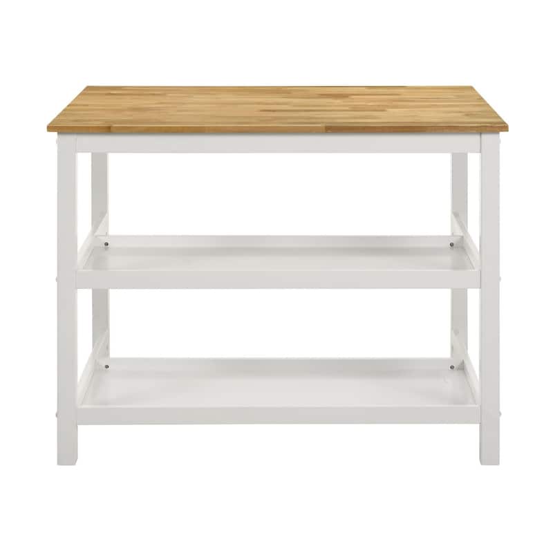 Prager Brown and White Kitchen Island Counter Height Table