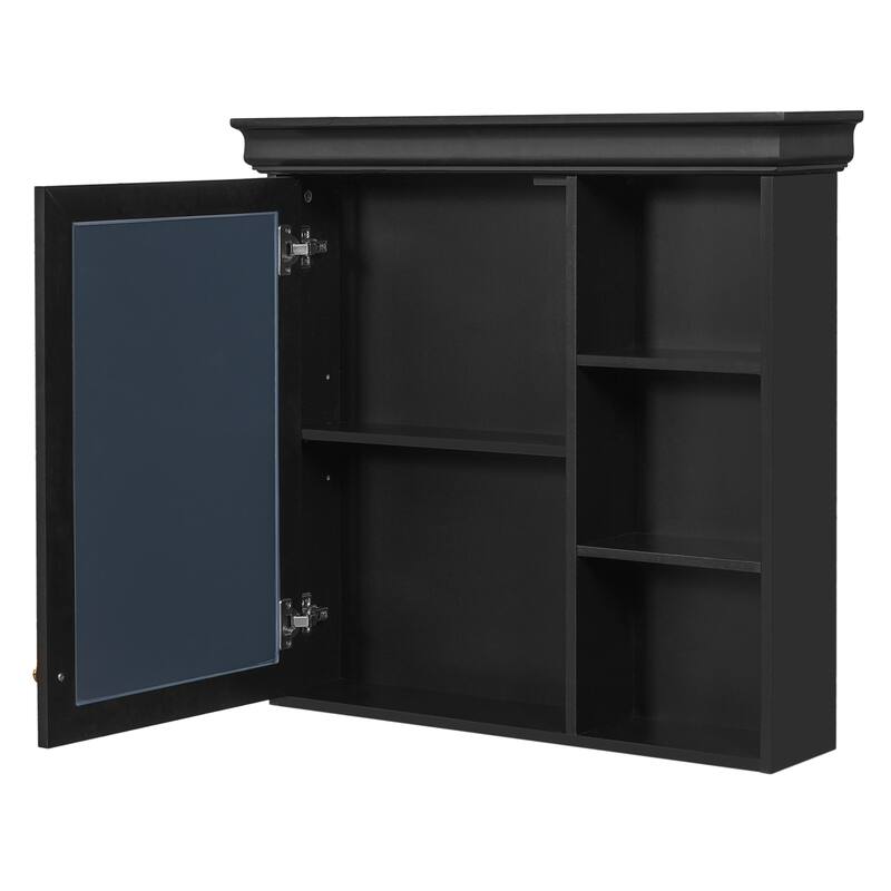 Roomfitters 30x28 Inch Bathroom Medicine Cabinet with Mirror, Wall Mounted Storage Organizer Over Toilet, Black