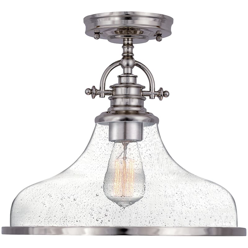 Quoizel Grant Brushed Nickel Steel 1-light Semi-Flush Mount