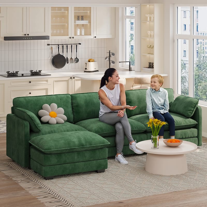 110" Cloud Sectional Couch with L-Shape Chaise, Modern Modular Sofa with Soft Seat