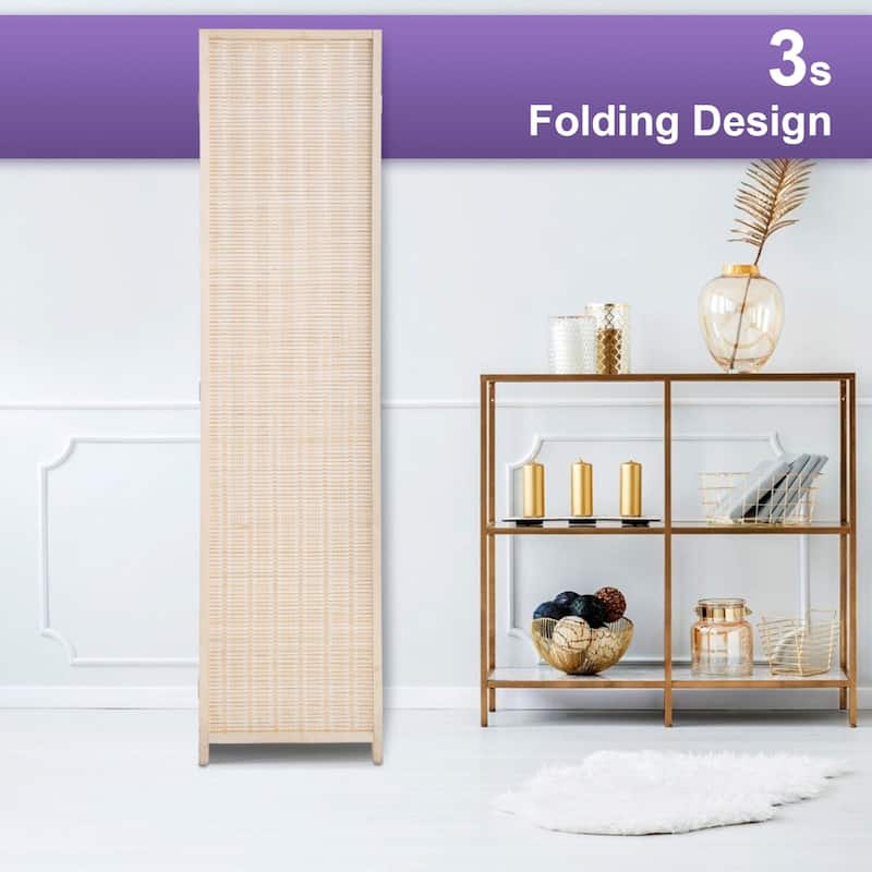 Evander 6ft Bamboo 4-Panel Folding Room Divider Screen