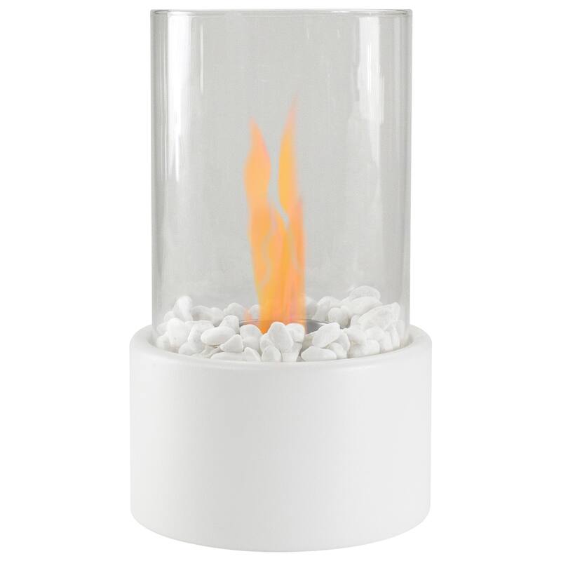 10.5" Bio Ethanol Round Portable Tabletop Fireplace - White