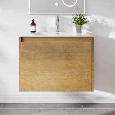 Eviva Madeira 20"W Oak Bath Vanity with Acrylic Top & Integrated Sink