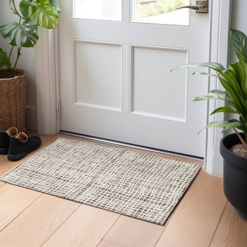 Premium Washable Super Soft Modern Lines Mayfield Rug - Brown - 1' 8" x 2' 6" - Rectangle