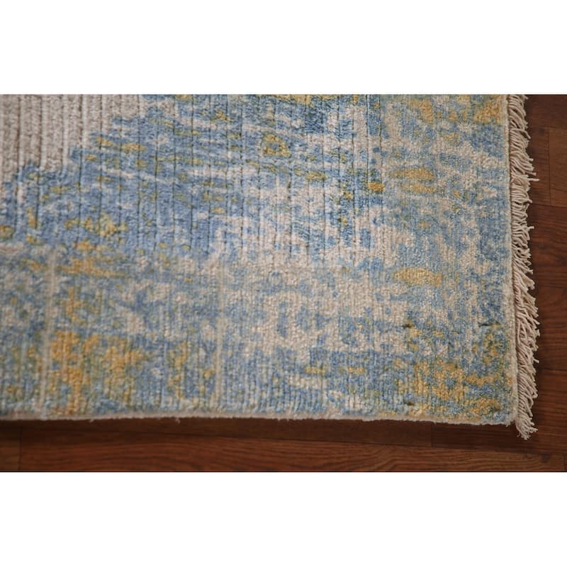 Abstract Accent Rug Handmade Oriental Wool Carpet - 3'11"x 5'10"