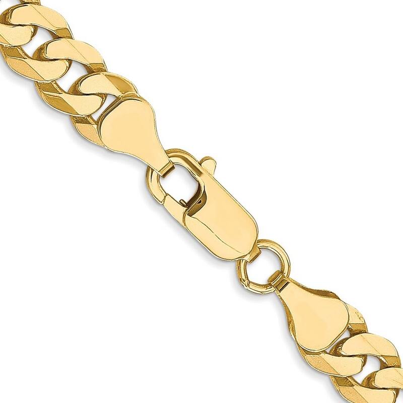 Curata 10k Lobster Claw Closure 7.25mm Flat Beveled Curb Chain Bracelet