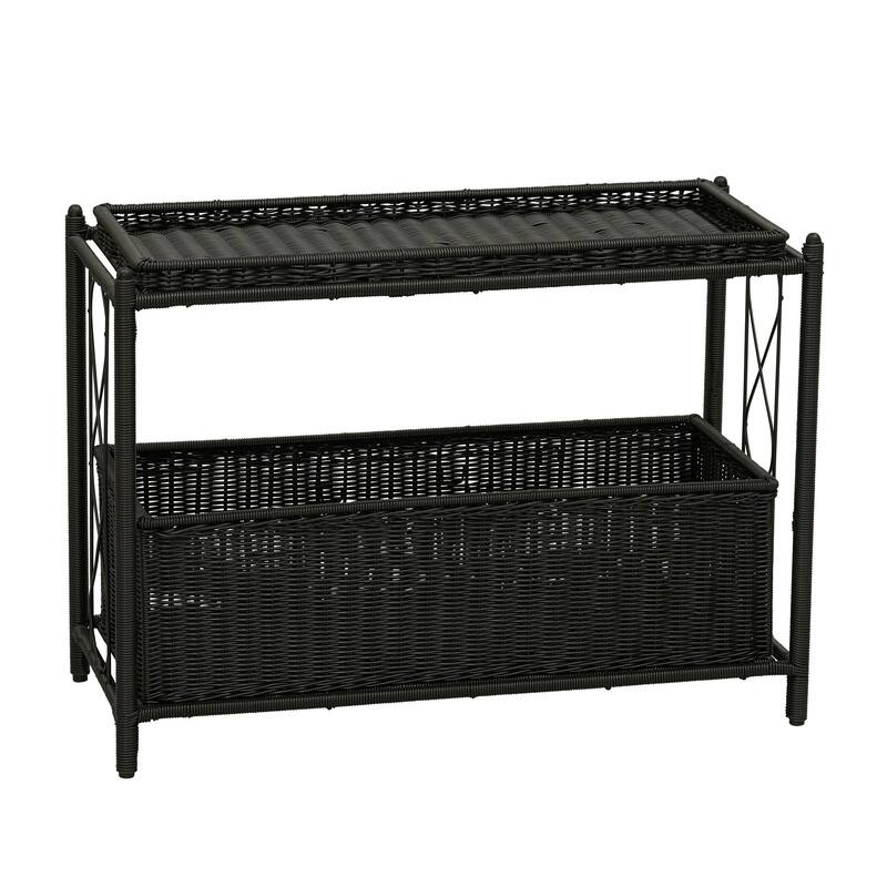 Household Essentials Raised 2-Tier Plant Stand with 2 Interchangeable Shelves