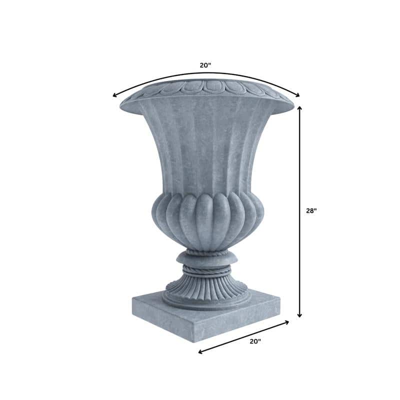 LeisureMod Lotus 28" Elegant Urn Planter - Modern Fiberstone & MgO Clay - Large Indoor/Outdoor Decorative Pot with Drainage