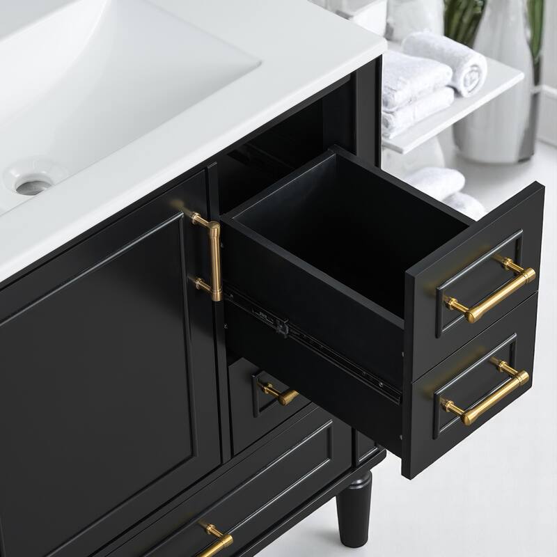30" Bathroom Vanity with Sink, Freestanding Storage Cabinet with 3 Drawers, Soft-Close Door, Ceramic Basin,Bathroom Cabinet