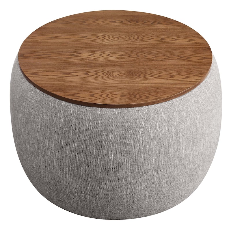 Perla Woven Heathered Fabric Upholstered Storage Ottoman