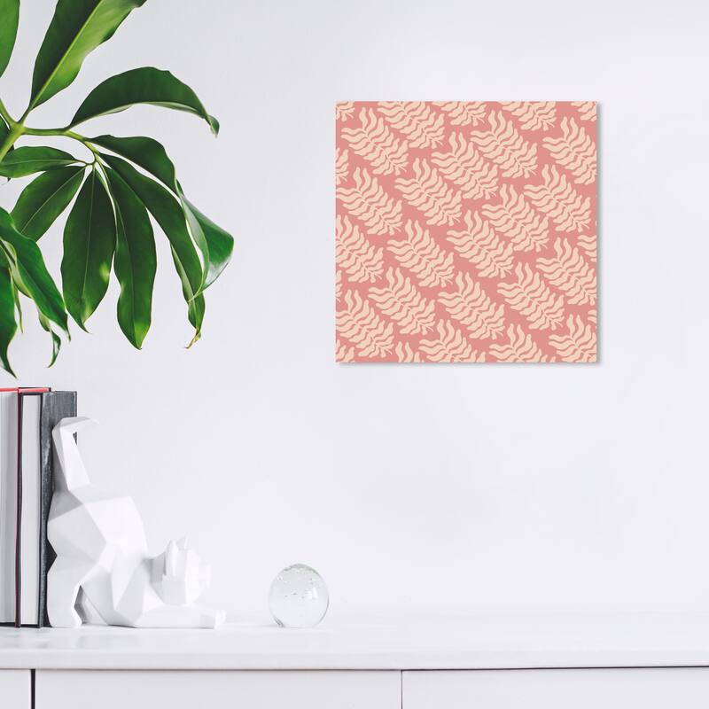 Wynwood Studio Canvas Abstract Ferns like Arrows Pink and Rose Pink Modern & Contemporary Wall Art Canvas Print - 12 x 12