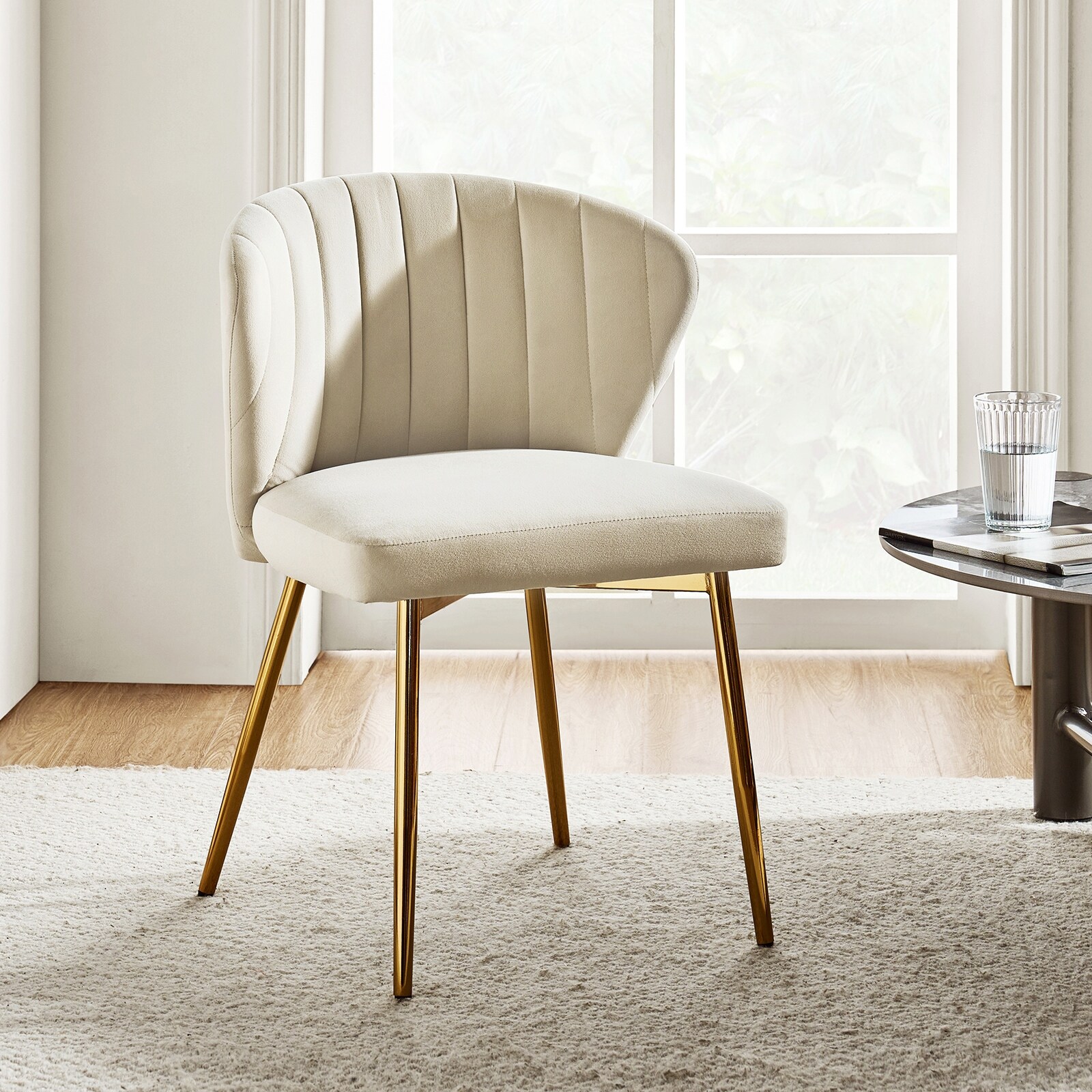 Luna Modern Glam Upholstered Tufted Back Side Accent Dining Chair