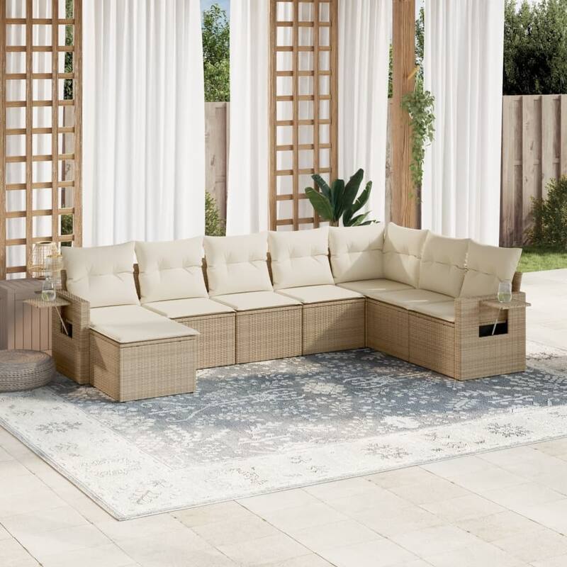 vidaXL Garden Sofa Set - Beige and cream With table