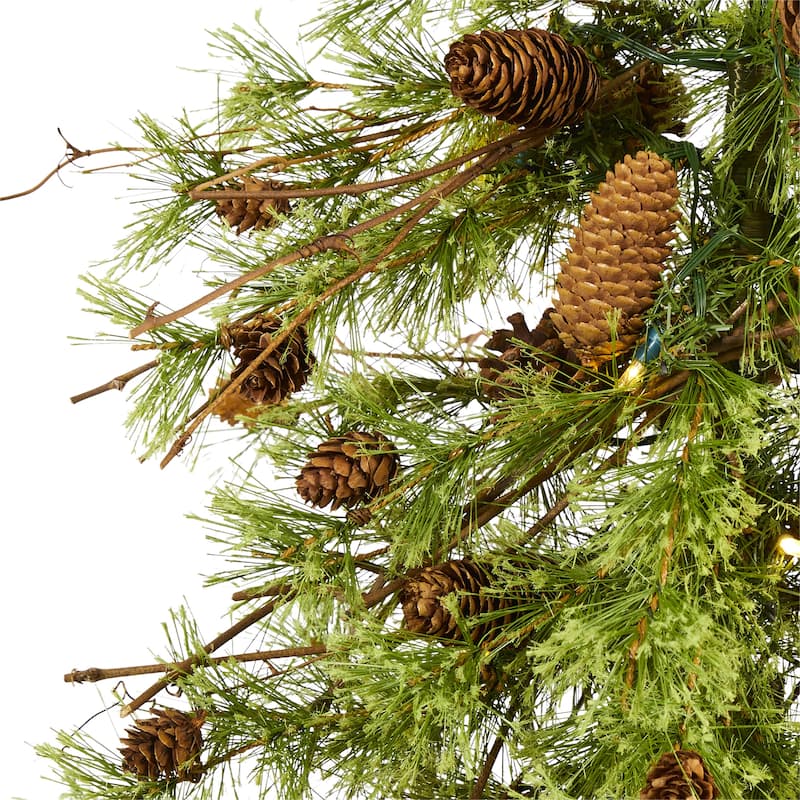 5ft. Alpine Artificial Christmas Tree with 100 Clear Multifunction LED Lights & Pine Cones on Trunk - Holiday X-Mas Accent