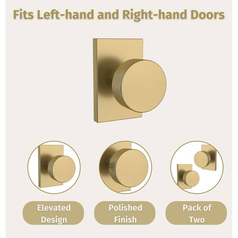 Mega Handles LAURA Dummy Round Door Knob with Slim Square Plate | Non-Turning, Reversible Handing | Easy to Install
