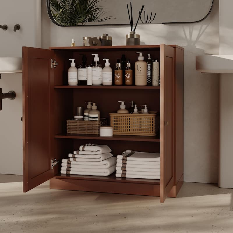 Palace Imports 100% Solid Wood 32" Bathroom Storage Cabinet with Shaker Doors and Adjustable Shelves