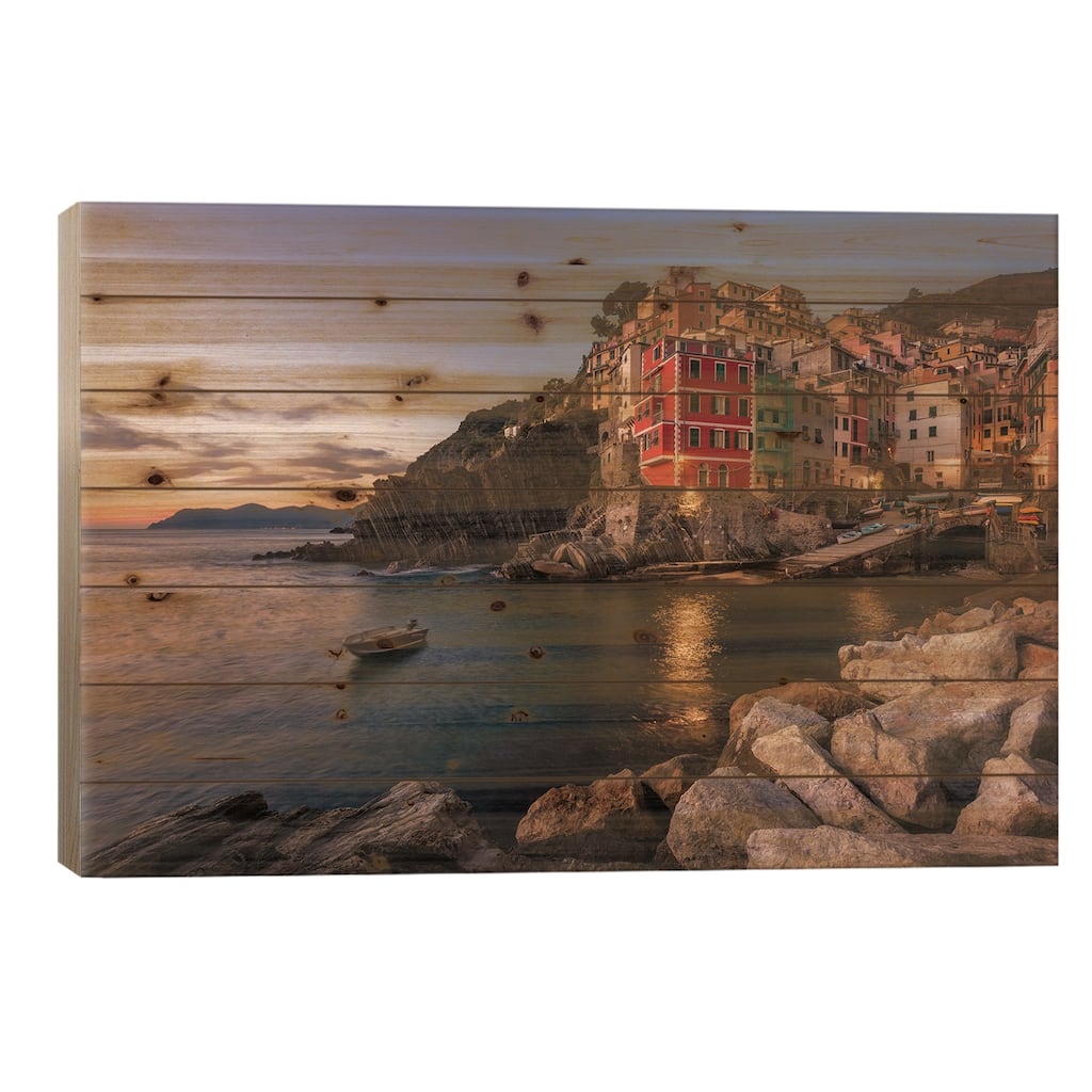 A Calm Evening In Riomaggiore - Cinque Terre Print On Wood by Daniel Gastager - Multi-Color