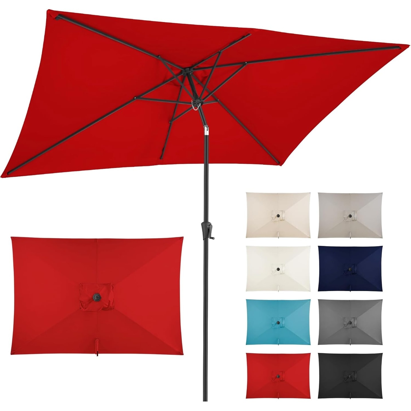 6.5 x 10 ft Rectangular Patio Umbrella with Push Button Tilt & Crank for Outdoor Use