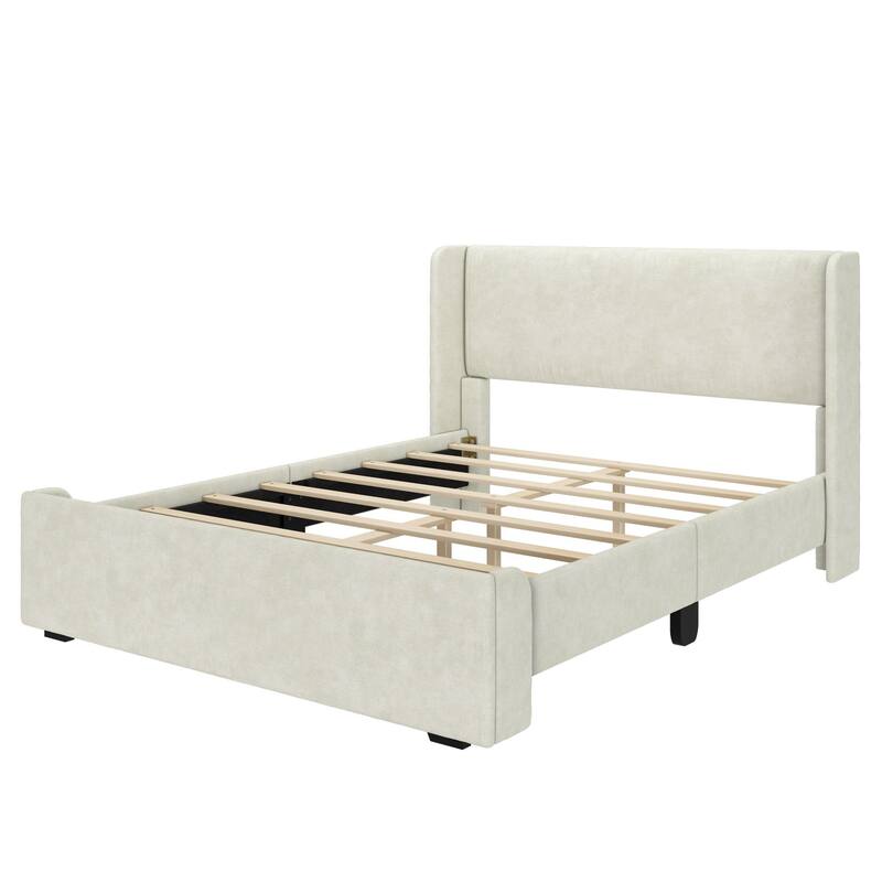 Max and Lily Full-Size Upholstered Bed with Rectangular Headboard