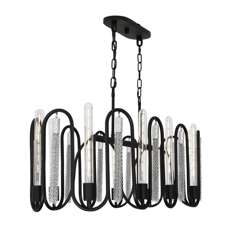 Darden 10-Light Linear Pendant - Matte Black/Painted Chrome