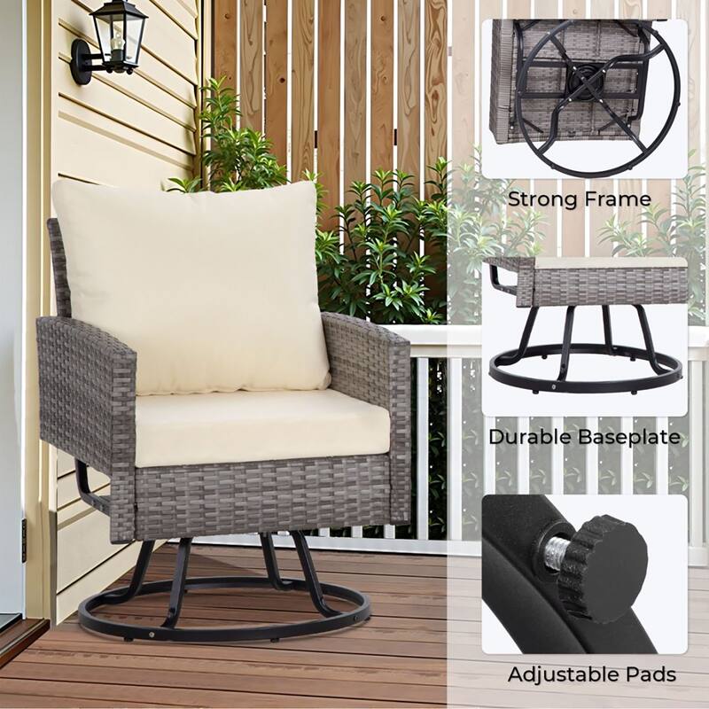 4 PCS Swivel Patio Conversation Set With Square Fire Table