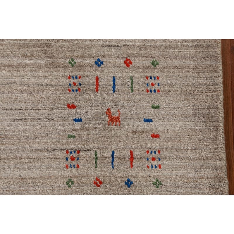 Tribal Gabbeh Oriental Area Rug Hand-Knotted Wool Carpet - 5'9"x 9'0"