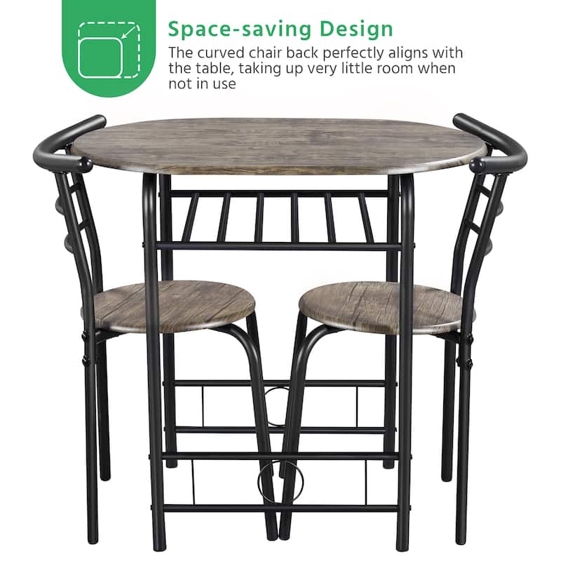 Yaheetech Modern Round Dining Table Set, 3 Piece Dining Room Sets for Kitchens, Apartments