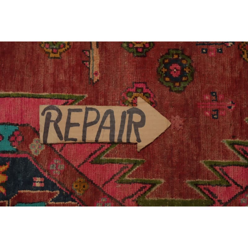 Hand Knotted Oriental 100% Wool Carpet Traditional Geometric Red Meshkin Area Rug - 7' 7'' X 4' 1''