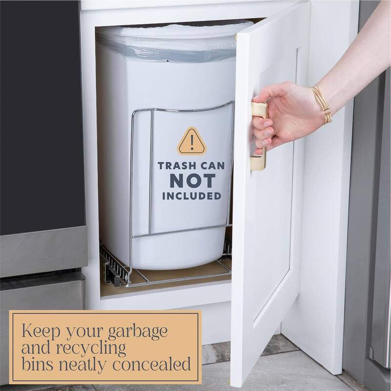 Hold N' Storage Pull Out Trash Can Under Cabinet - Trash Can Not Included, Heavy Duty