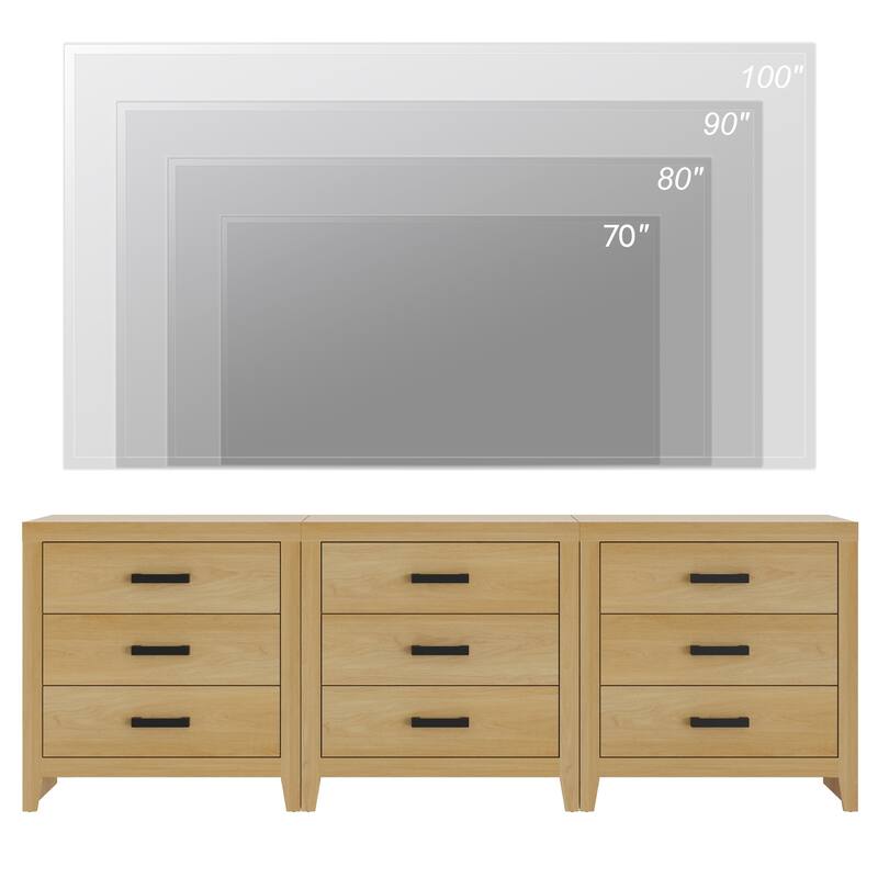 WAMPAT Farmhouse 3-Drawer Dresser, Wooden Chest of Drawers, Modern Storage Organizer & Nightstand for Bedroom, Living Room