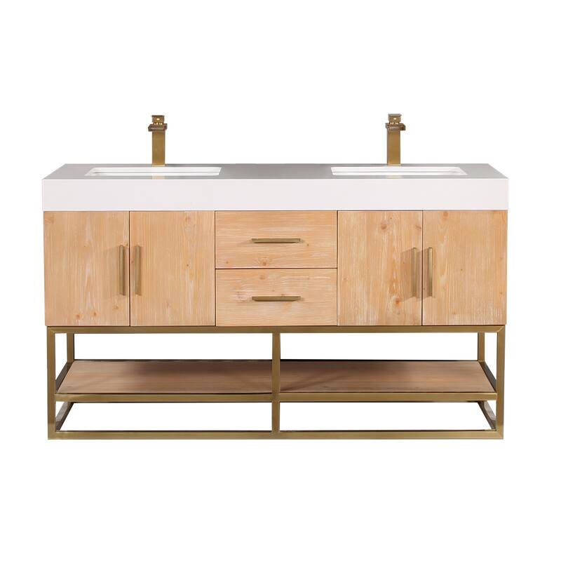 Altair Bianco Bath Vanity with White Composite Stone Top,no Mirror