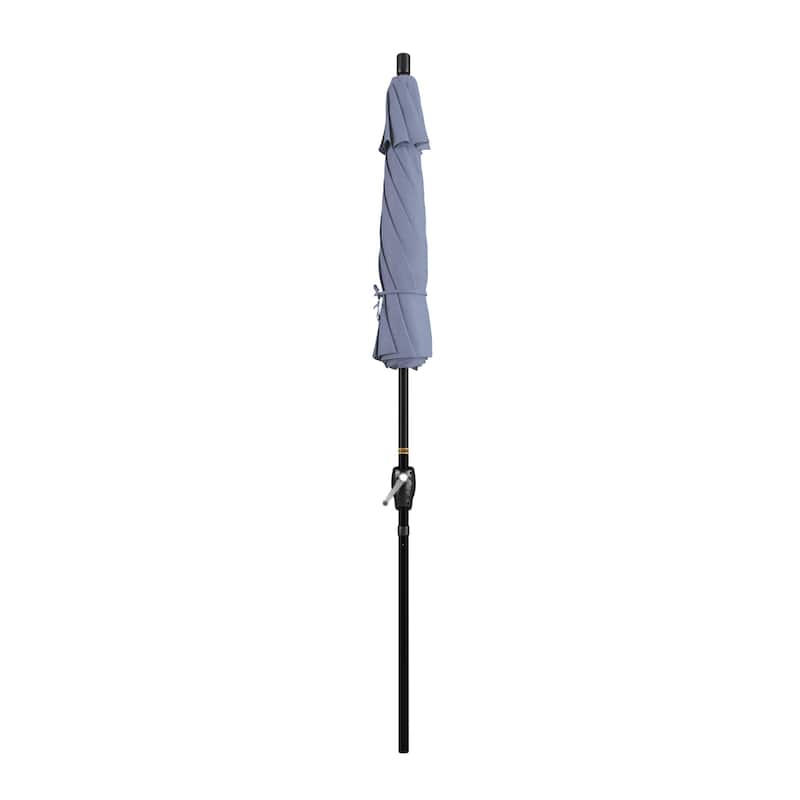 California Umbrella 75' Round Crank Lift Push Button Tilt Black Aluminum Patio Umbrella Sunbrella