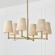 preview thumbnail 2 of 2, 28" W x 36" H 6-Light Chandelier in Matte Brass with Tapered Bleached Natural Rope Shades - 30"W x 13"H