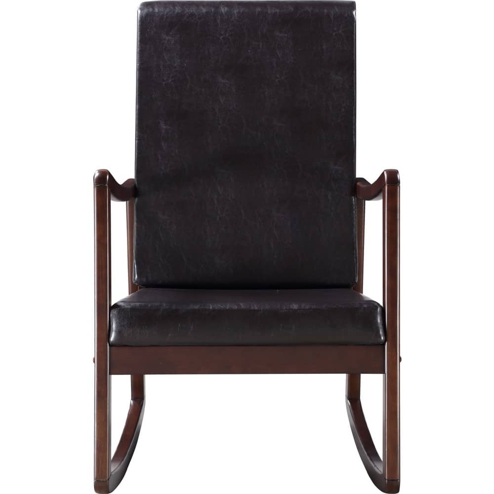 PU Upholstered Rocking Chair in Dark Brown and Espresso