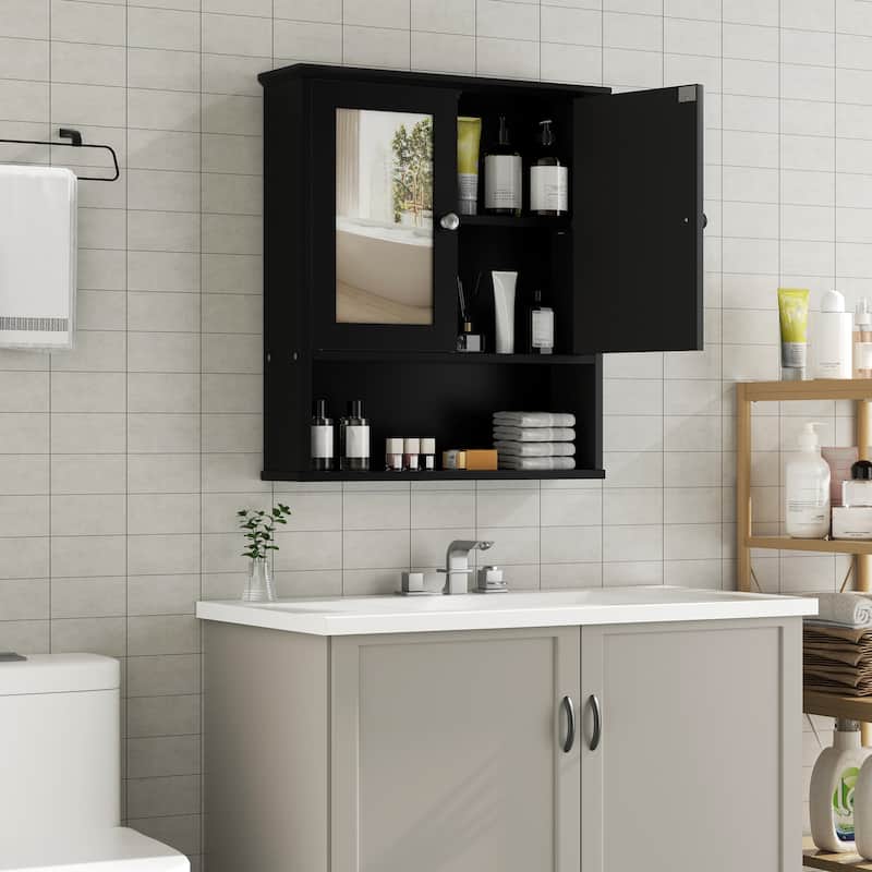 Futzca Bathroom Cabinet Wall Mounted, Storage Cabinet with Doors and Mirror