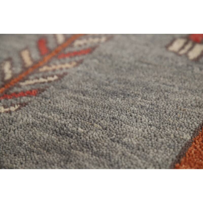 Hand Knotted Oriental 100% Wool Carpet Traditional Tribal Greys & Charcoal Heriz (serapi) Runner Rug - 9' 10'' X 4' 0''
