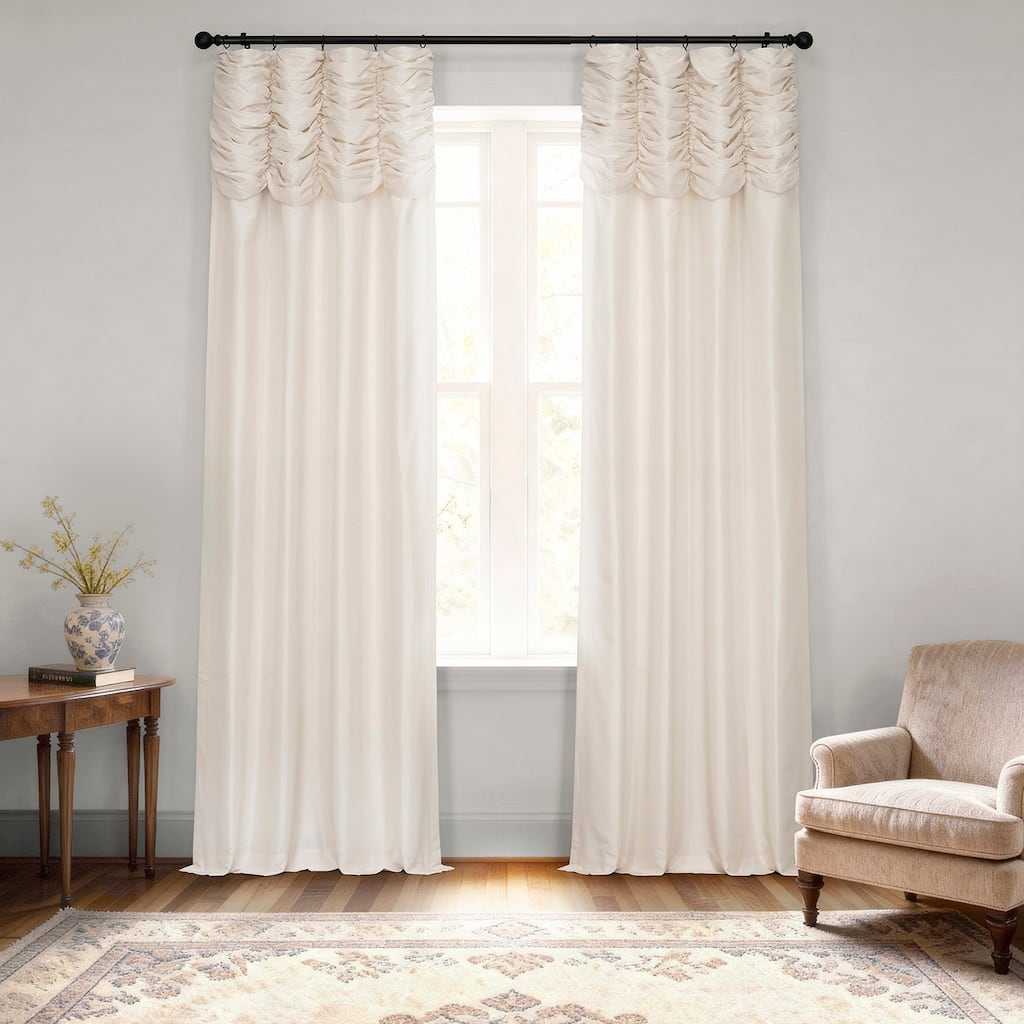 Exclusive Fabric Ruched Textured Faux Dupioni Silk Curtain (1 Panel)